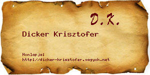 Dicker Krisztofer névjegykártya